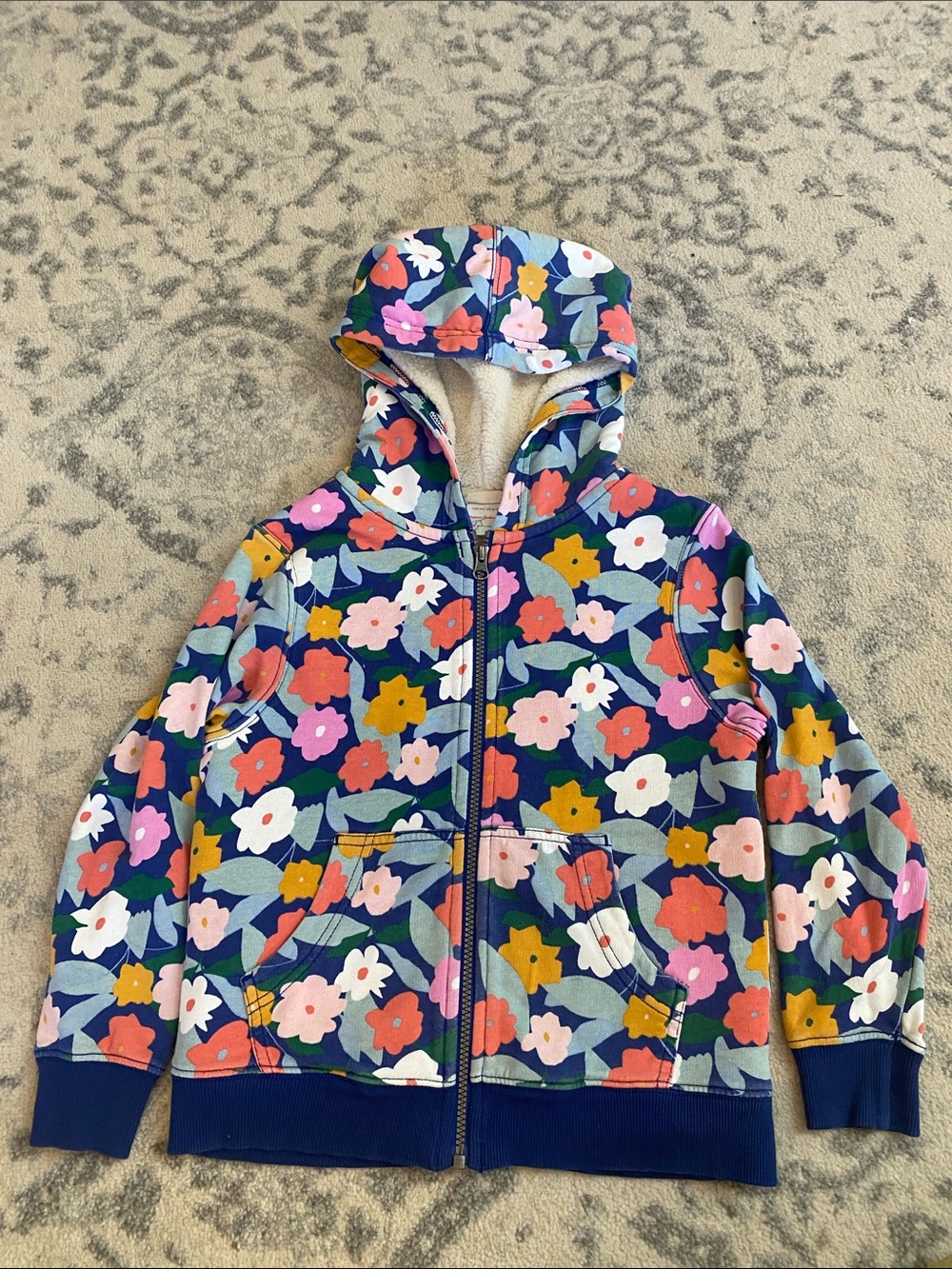 Hanna Andersson Navy Floral Zip Hoodie - Multicolor Flowers